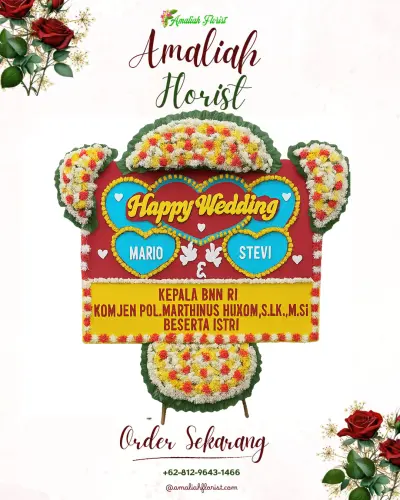 Karangan Papan Bunga Pernikahan di Tiban Indah